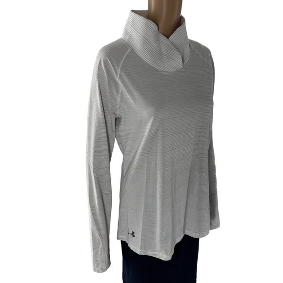 Under Armour White Striped Zinger Cross Over Cowl Neck Pullover - Picture 6 of 10